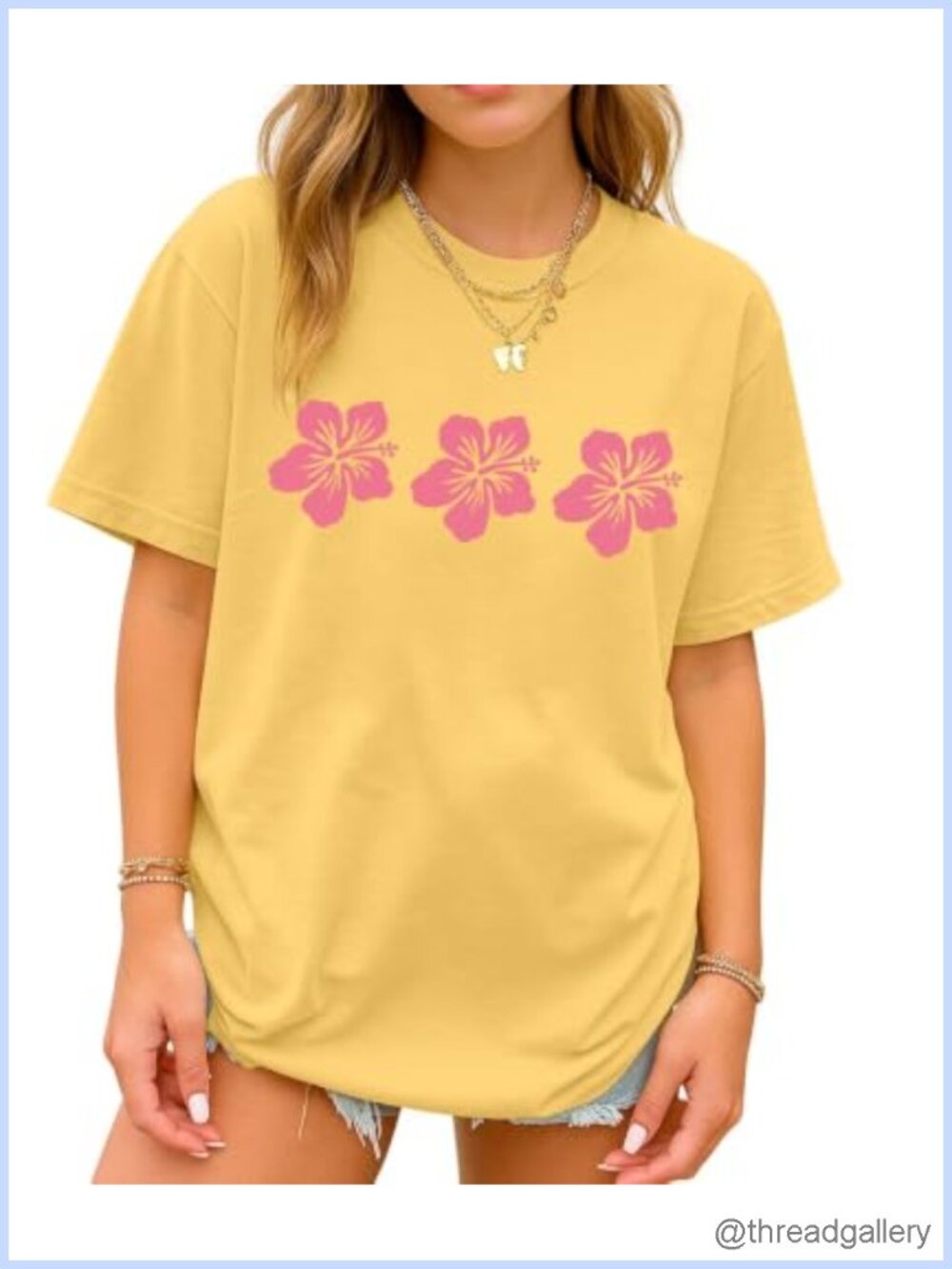Oversized Floral Graphic Tee Cotton Blend Short Sleeve Crew Neck
